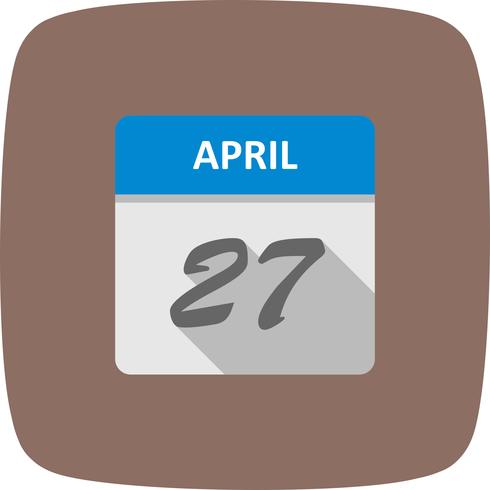 27 de abril Fecha en un calendario de un solo día vector