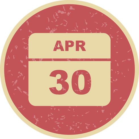 April 30th Date on a Single Day Calendar vector