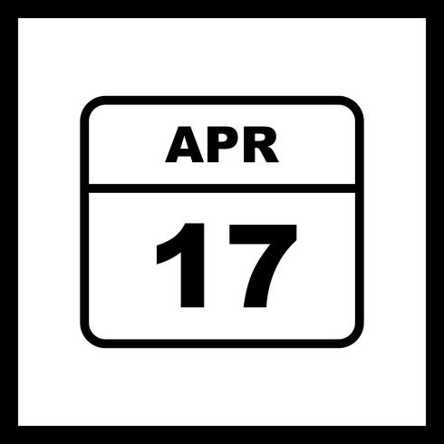 April 17th Date on a Single Day Calendar vector