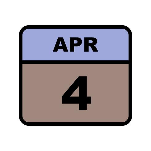 April 4th Date on a Single Day Calendar vector