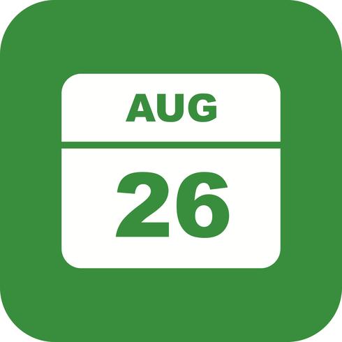 August 26th Date on a Single Day Calendar vector