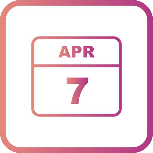 7 de abril Fecha en un calendario de un solo día vector