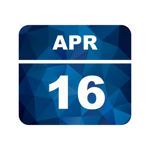 16 de abril Fecha en un calendario de un solo día vector