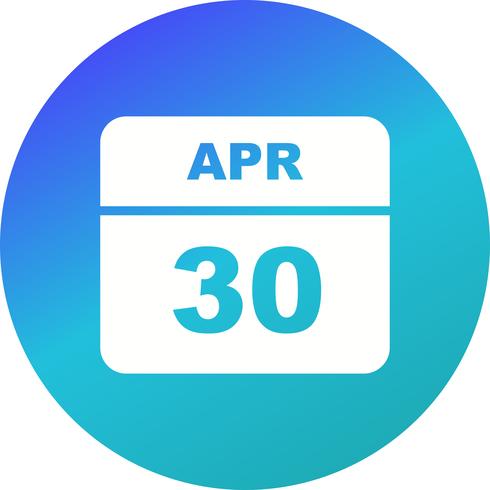 30 de abril Fecha en un calendario de un solo día vector