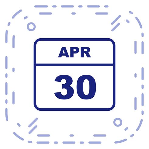 April 30th Date on a Single Day Calendar vector