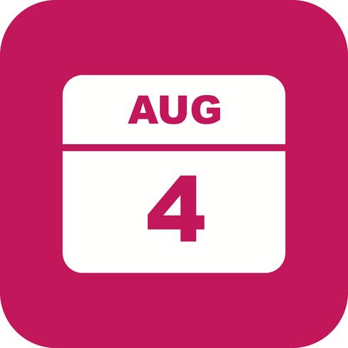 4 de agosto Fecha en un calendario de un solo día vector