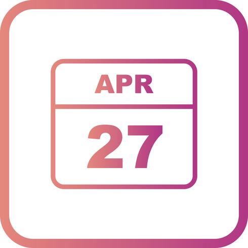 27 de abril Fecha en un calendario de un solo día vector