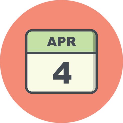 4 de abril Fecha en un calendario de un solo día vector