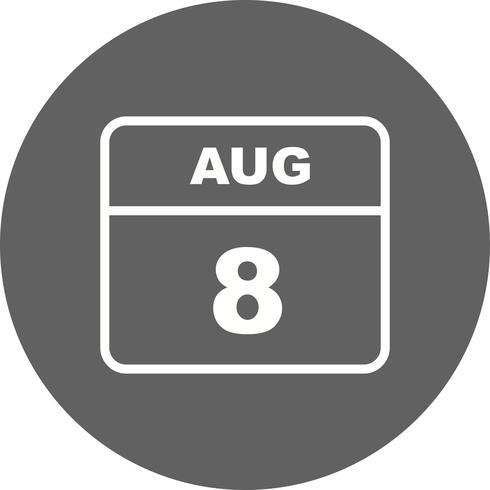 August 8th Date on a Single Day Calendar vector