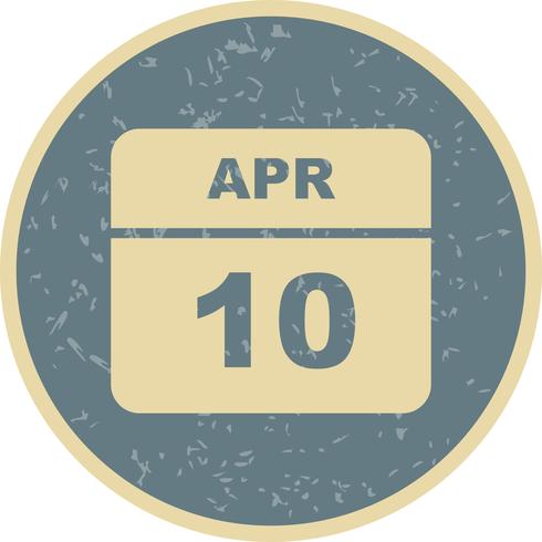 10 de abril, fecha en un calendario de un solo día vector