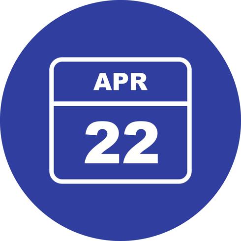 April 22nd Date on a Single Day Calendar vector
