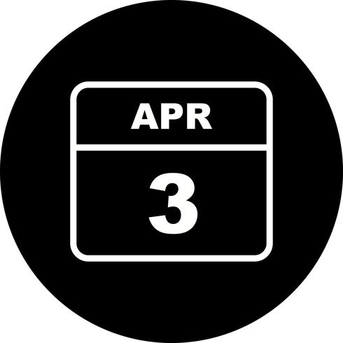 April 3rd Date on a Single Day Calendar vector