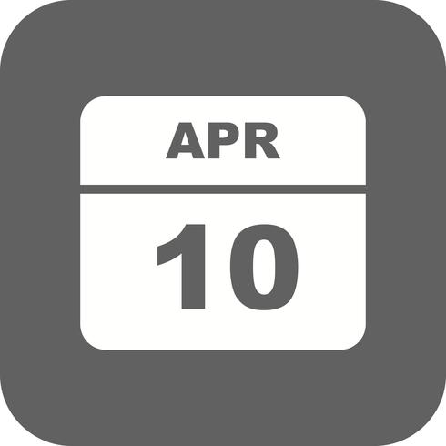 10 de abril, fecha en un calendario de un solo día vector