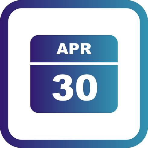 April 30th Date on a Single Day Calendar vector