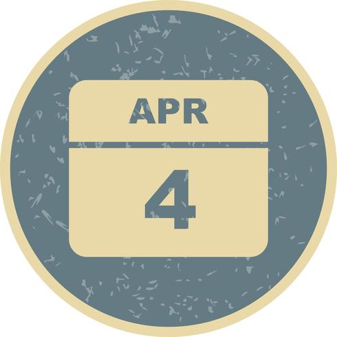 April 4th Date on a Single Day Calendar vector