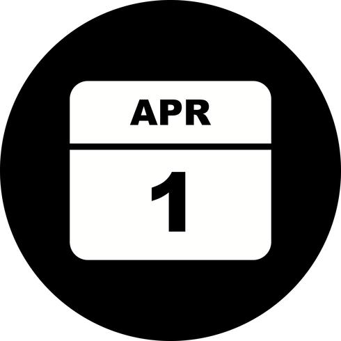 April 1st Date on a Single Day Calendar vector