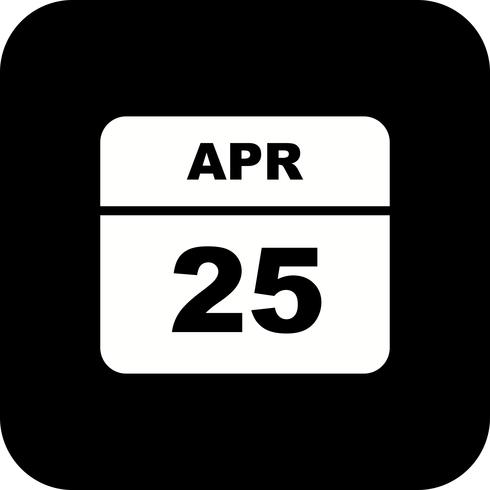 25 de abril Fecha en un calendario de un solo día vector