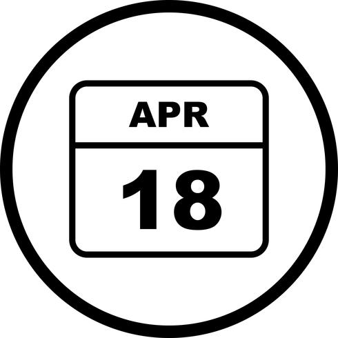 April 18th Date on a Single Day Calendar vector
