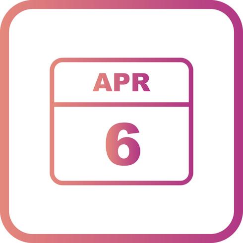 April 6th Date on a Single Day Calendar vector