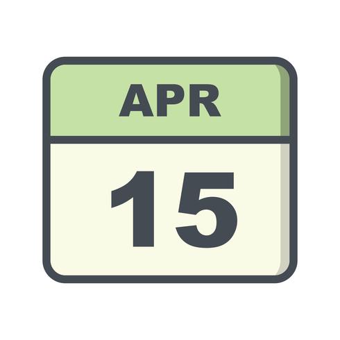 April 15th Date on a Single Day Calendar vector