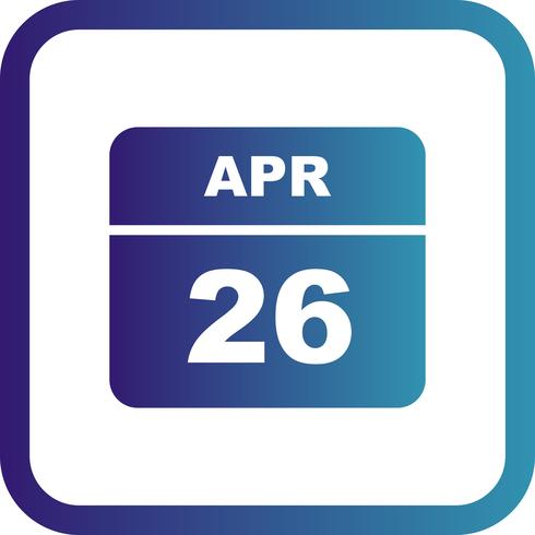 April 26th Date on a Single Day Calendar vector