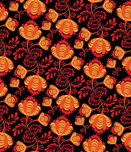 Swirl floral seamless pattern. Ornamental background in russian style  vector