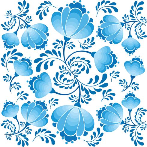 Patrón transparente floral remolino. Fondo ornamental en estilo ruso vector