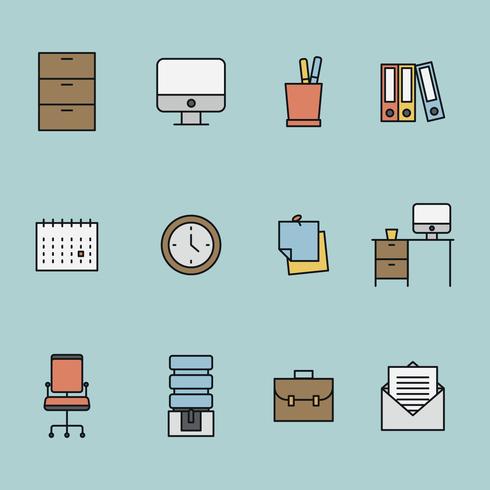 Outlined Office Icons vector