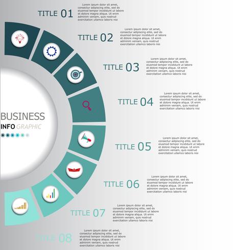 Infografía de vectores de diseño y comercialización de iconos.