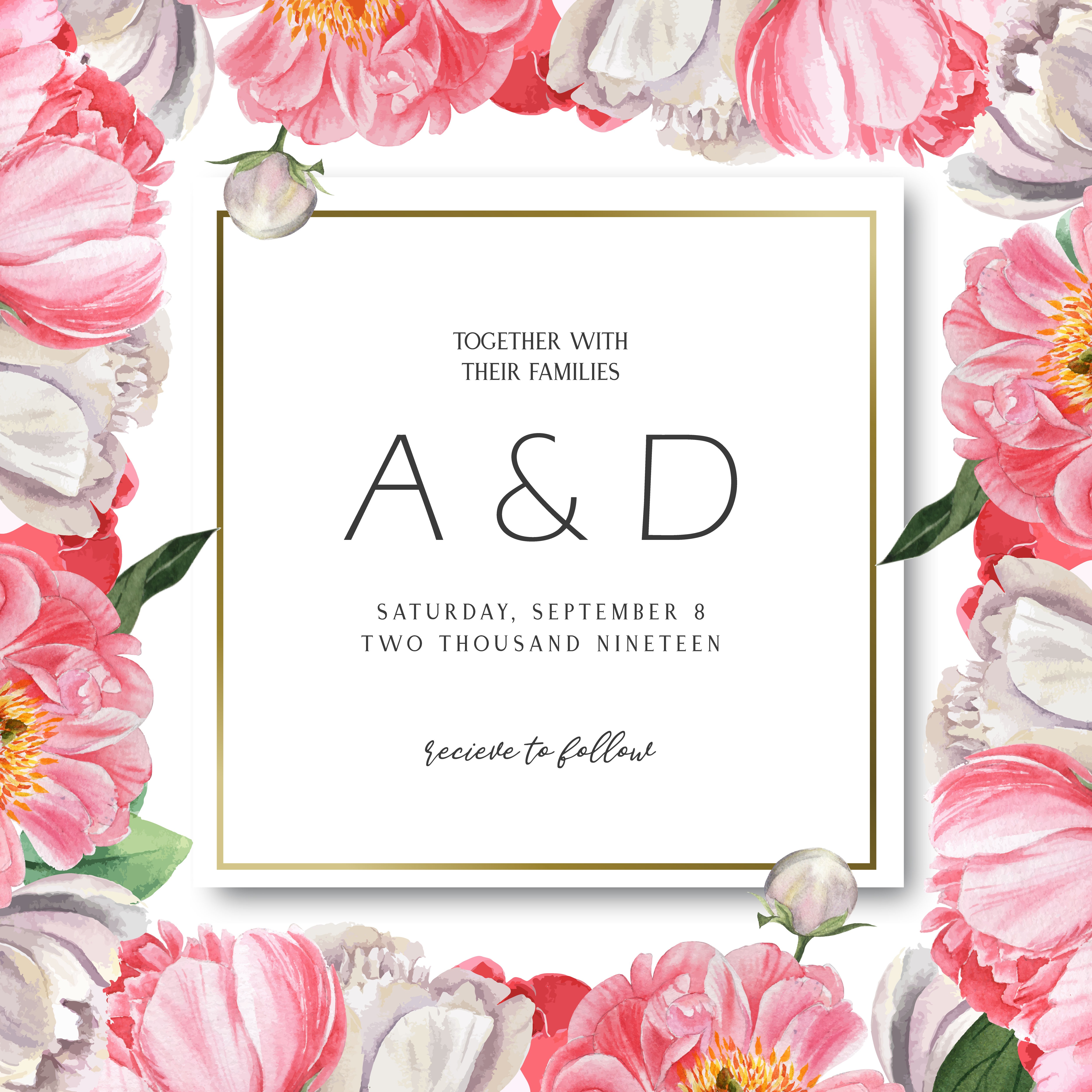 pink peony blooming flower botanical watercolor wedding