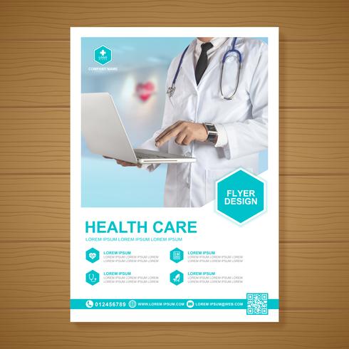 Healthcare cover a4 template design and flat icons for a report and medical brochure design, flyer, leaflets decoration for printing and presentation vector illustration