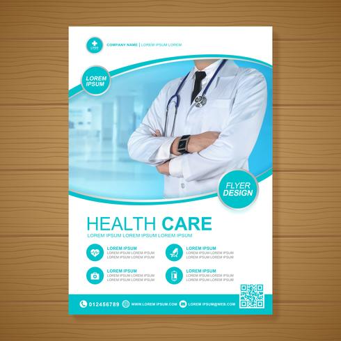 Healthcare cover a4 template design and flat icons for a report and medical brochure design, flyer, leaflets decoration for printing and presentation vector illustration