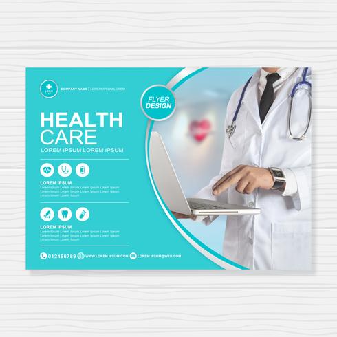 Healthcare cover a4 template design and flat icons for a report and medical brochure design, flyer, leaflets decoration for printing and presentation vector illustration