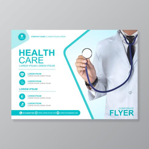 Healthcare cover a4 template design and flat icons for a report and medical brochure design, flyer, leaflets decoration for printing and presentation vector illustration
