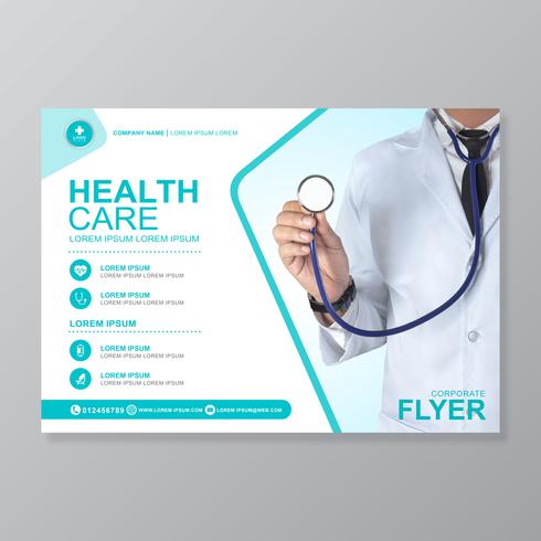 Healthcare cover a4 template design and flat icons for a report and medical brochure design, flyer, leaflets decoration for printing and presentation vector illustration