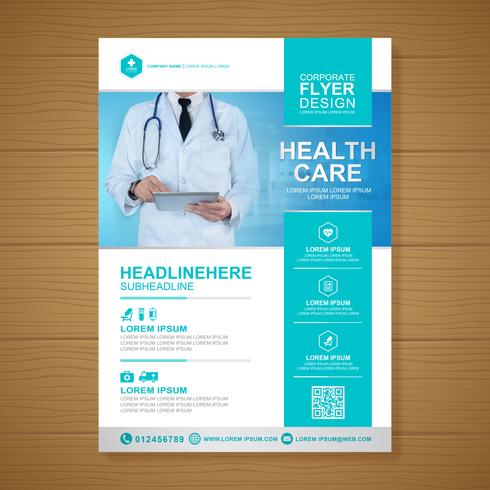 Healthcare cover a4 template design and flat icons for a report and medical brochure design, flyer, leaflets decoration for printing and presentation vector illustration