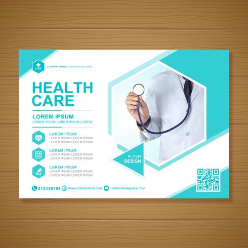 Healthcare cover a4 template design and flat icons for a report and medical brochure design, flyer, leaflets decoration for printing and presentation vector illustration