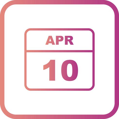 10 de abril, fecha en un calendario de un solo día vector
