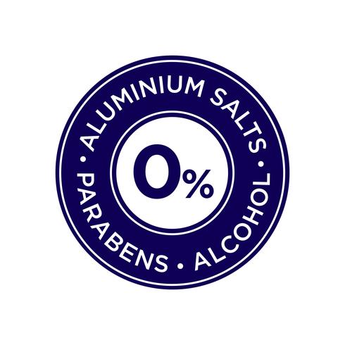 Icono de sales de aluminio, parabenos y alcohol gratis. vector