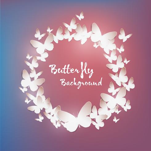 Paper art butterfly background, vector design 