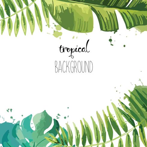 Background with Tropical Leaves. vector