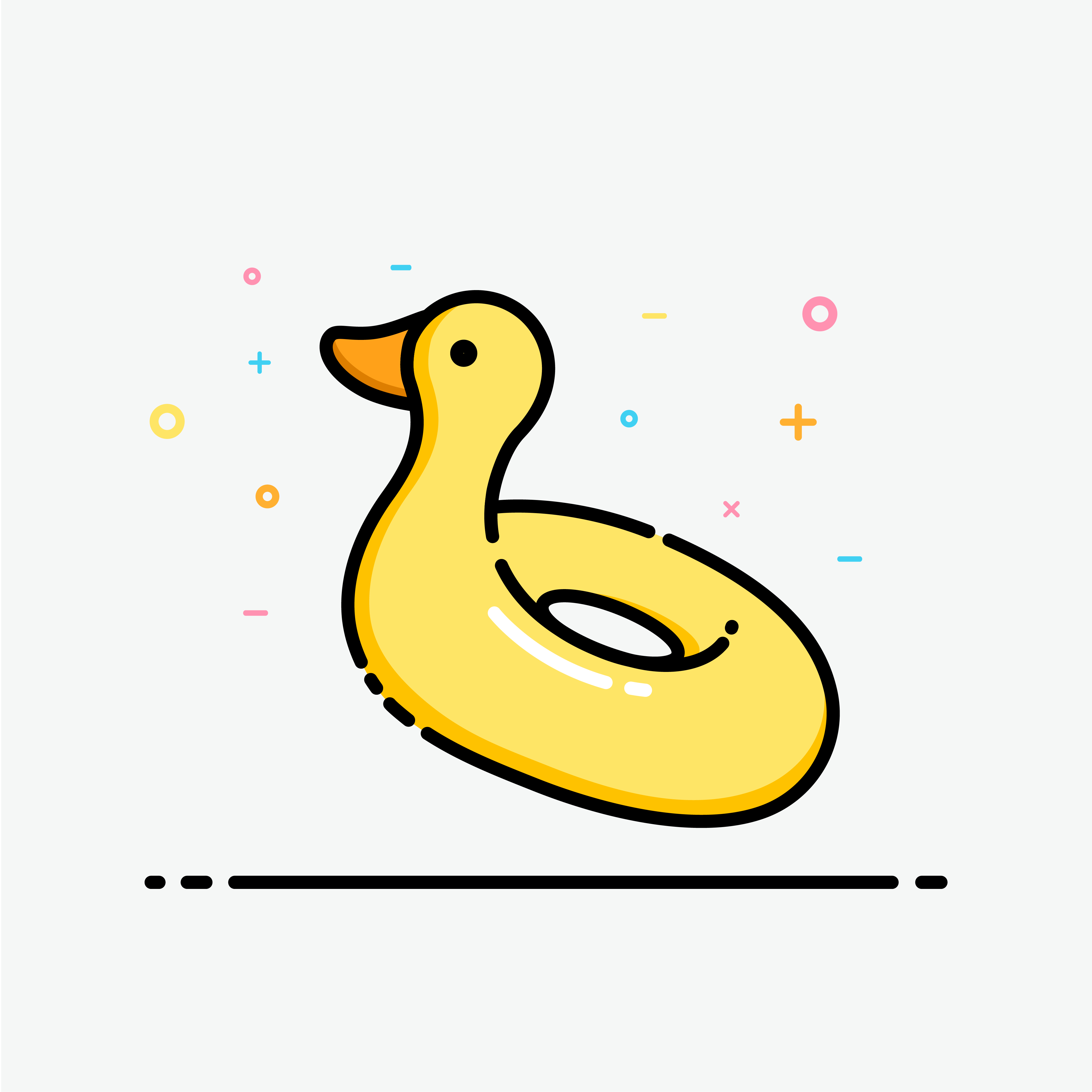 Duck inflatable rubber ring icon in filled outline style for decorated in summer poster and