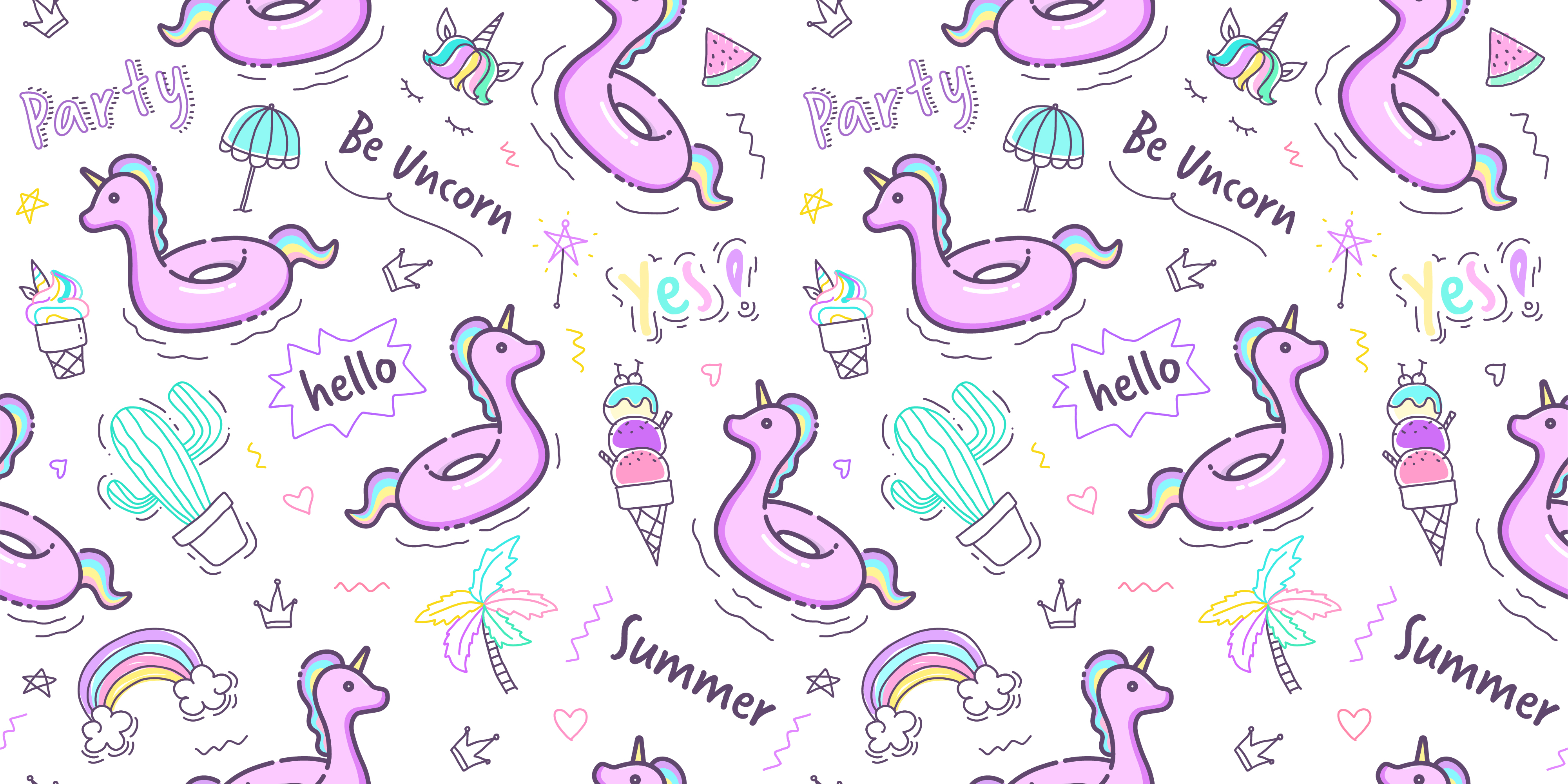 unicorn rubber ring pattern seamless in pastel color