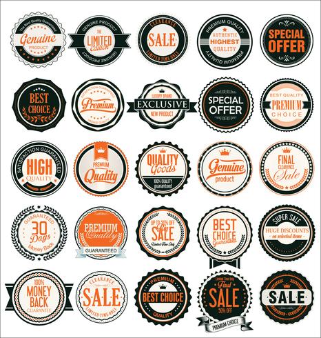 Colección de insignias y etiquetas retro vintage vector