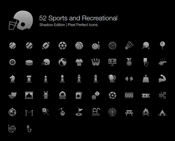 Sports and Recreational Pixel Perfect Icons Shadow Edition.  vector