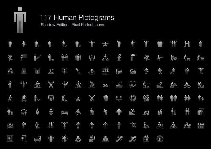 Human Pictogram Pixel Perfect Icons Shadow Edition. vector