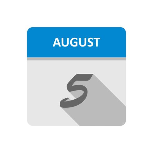 August 5th Date on a Single Day Calendar vector