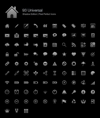 Universal Pixel Perfect Icons Shadow Edition.  vector