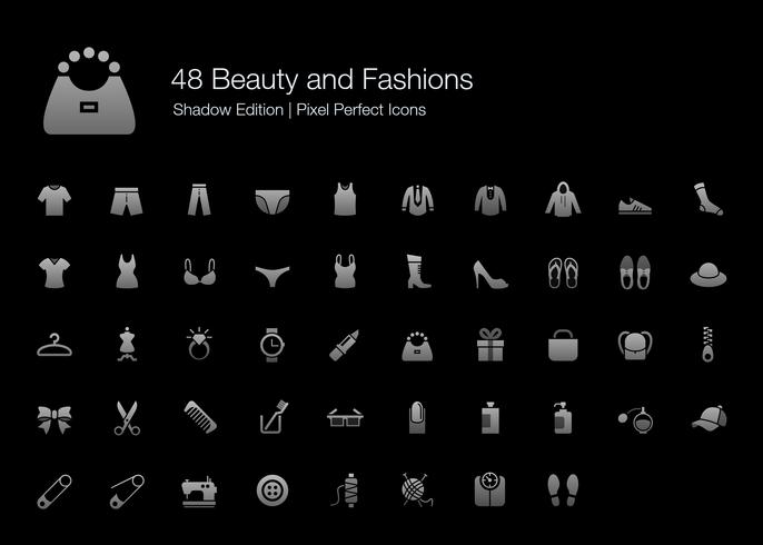 Beauty and Fashions Pixel Perfect Icons Shadow Edition.  vector