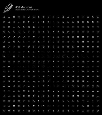 Mini Small Simple Web Pixel Perfect Icons Shadow Edition.  vector